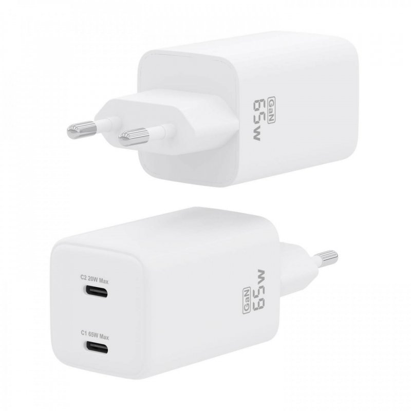 AISENS ASCH-65W2P039-W chargeur d'appareils mobiles Universel Blanc Secteur Charge rapide Intérieure