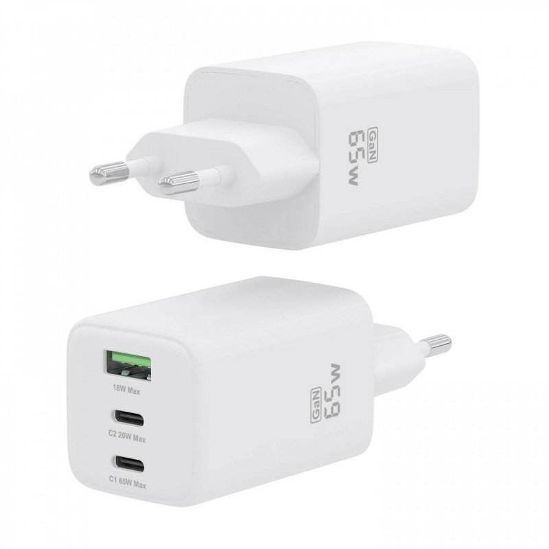 CARGADOR AISENS GAN 65W 2XUSB-C PD3.0 QC4.0 1XUSB-A QC3.0 BLANCO