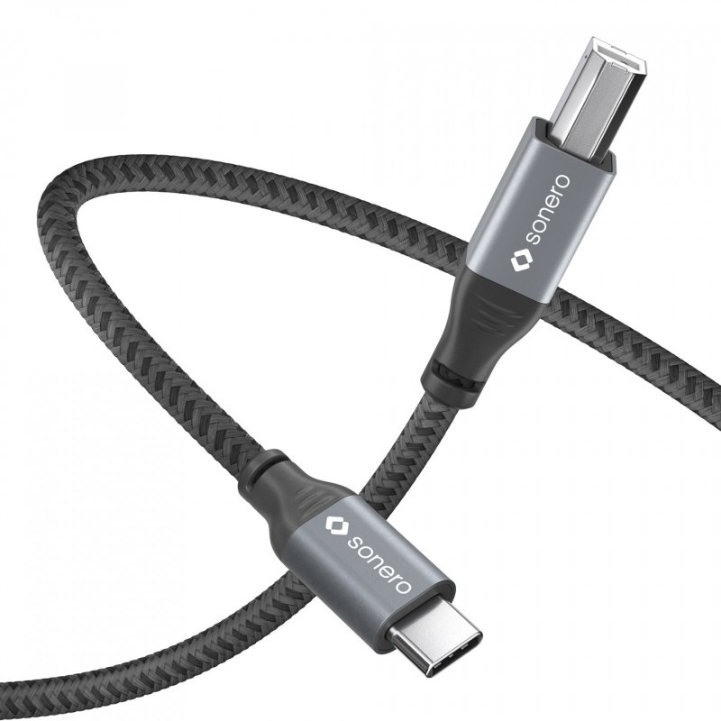 sonero USB 2.0 Kabel - C/B -Aluminium-space grey/schwarz - 1,00m