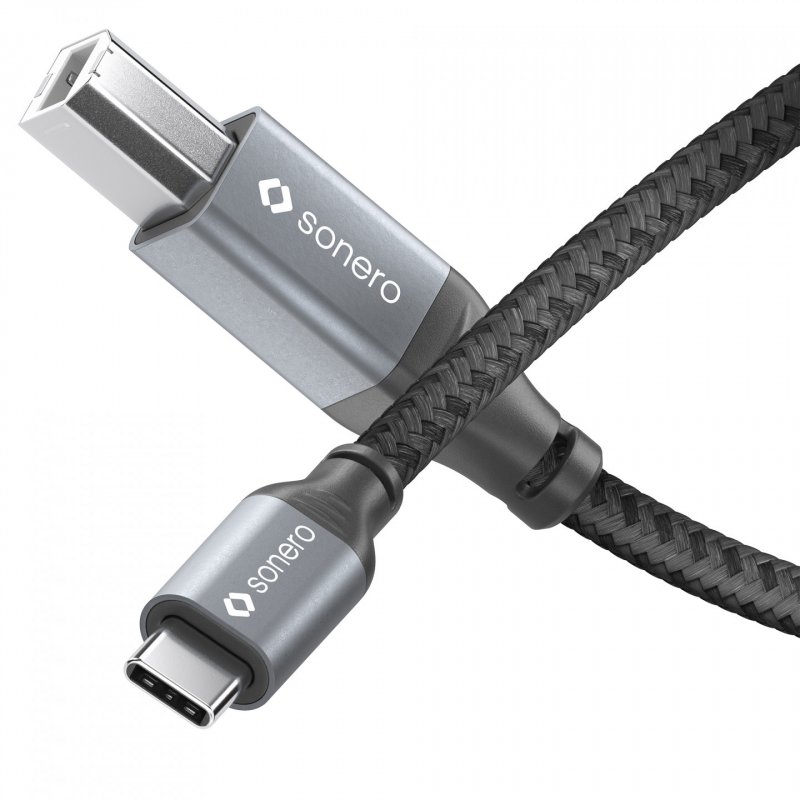 sonero USB 2.0 Kabel - C/B -Aluminium-space grey/schwarz - 1,00m