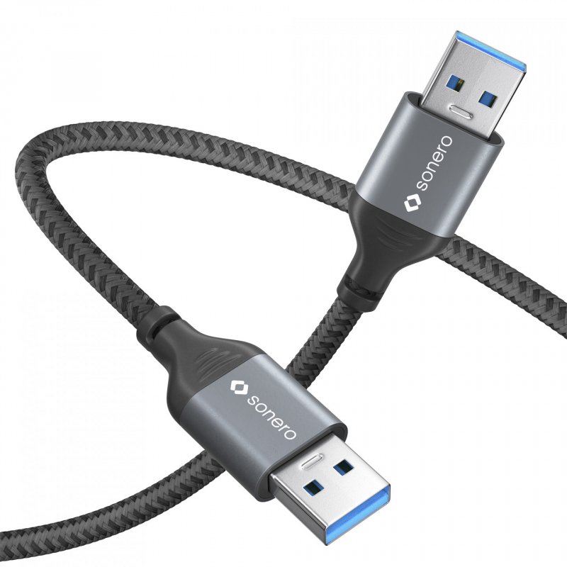 sonero USB 3.0 Kabel - A/A -Aluminium-space grey/schwarz - 2,00m