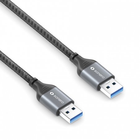 sonero USB 3.0 Kabel - A/A -Aluminium-space grey/schwarz - 3,00m