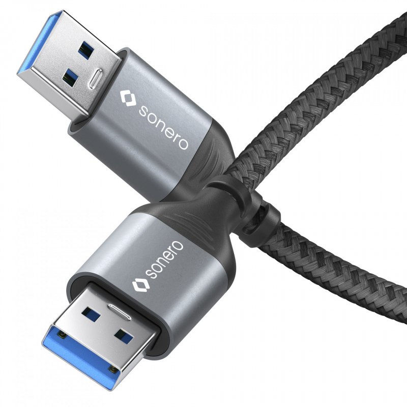 sonero USB 3.0 Kabel - A/A -Aluminium-space grey/schwarz - 3,00m