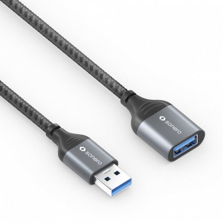 sonero USB 3.0 Kabel - A/A Verlängerung - Aluminium space grey/schwarz - 2,00m