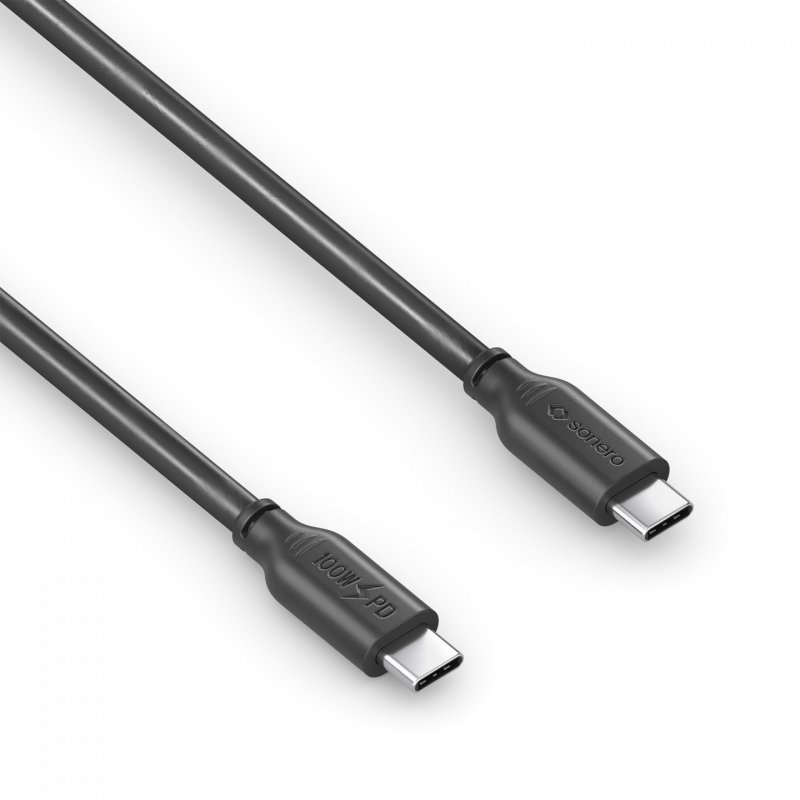 Sonero USB-C auf USB-C Ladekabel - USB 2.0, 100W PD - schwarz - 1,00m