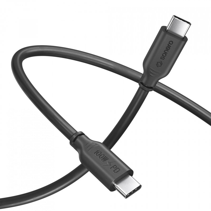 Sonero USB-C auf USB-C Ladekabel - USB 2.0, 100W PD - schwarz - 1,00m