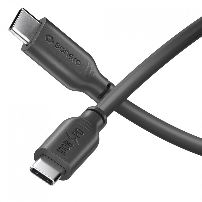 Sonero USB-C auf USB-C Ladekabel - USB 2.0, 100W PD - schwarz - 1,00m