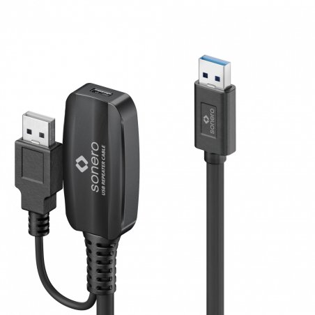 sonero USB 3.2 Gen1x1 Aktive Verlängerung - A/C schwarz - 10,00m