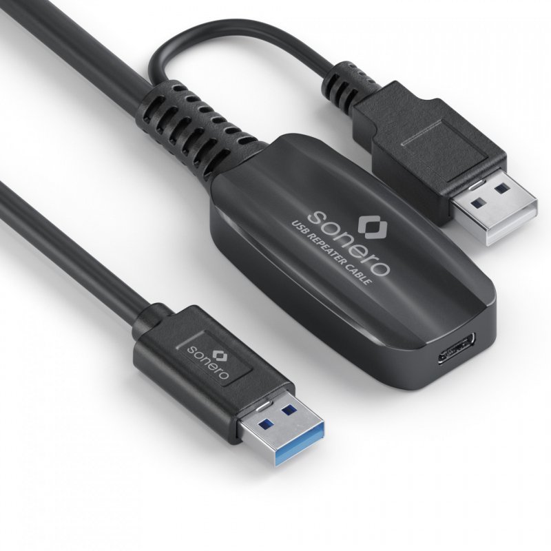 sonero USB 3.2 Gen1x1 Aktive Verlängerung - A/C schwarz - 10,00m