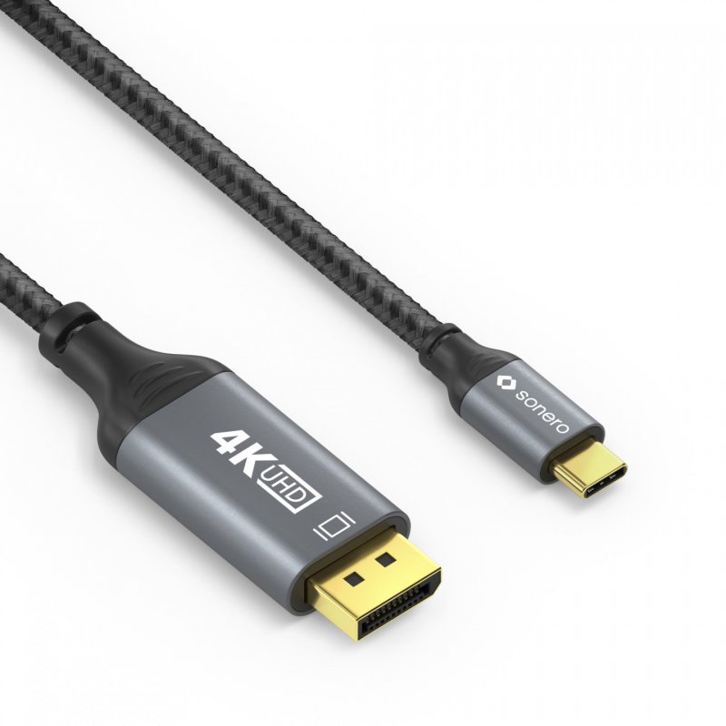 Sonero USB-C auf DisplayPort Kabel - 4K60, 21,6Gbps - grau/schwarz - 1,00m
