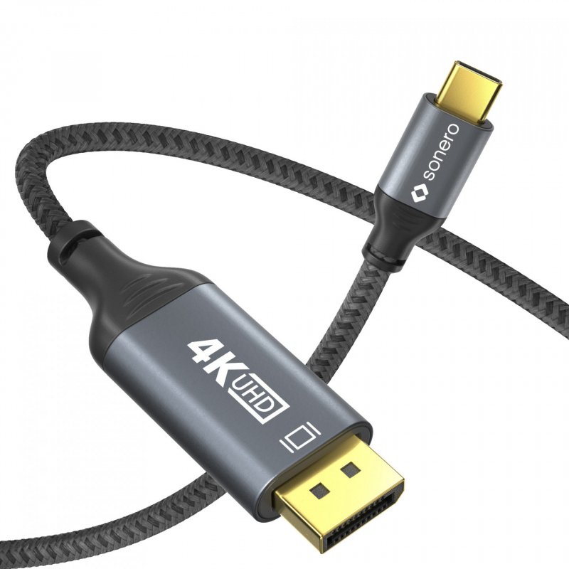 Sonero USB-C auf DisplayPort Kabel - 4K60, 21,6Gbps - grau/schwarz - 2,00m