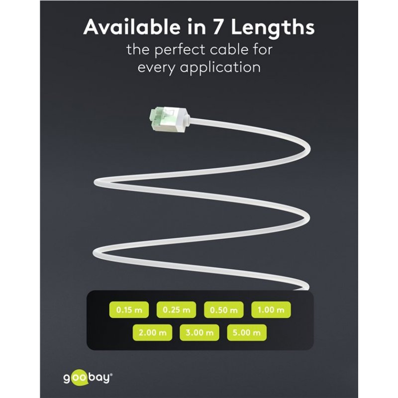Ultraflexibles Cat.8.1 Patchkabel slim, U/FTP (weiß, 1 Meter, extrakurze Stecker)
