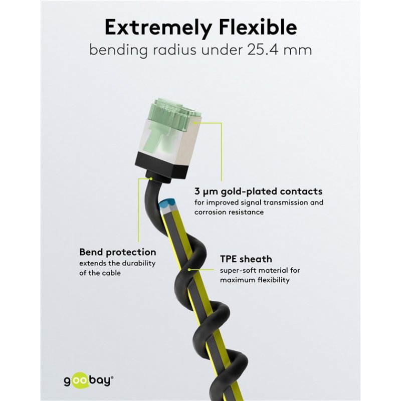 Ultraflexibles Cat.8.1 Patchkabel slim, U/FTP (schwarz, 1 Meter, extrakurze Stecker)