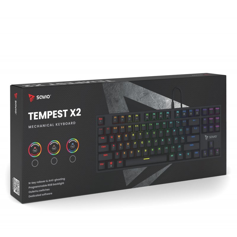 Savio SAVGK-TEMPEST X2 BLUE keyboard Gaming USB QWERTY Black