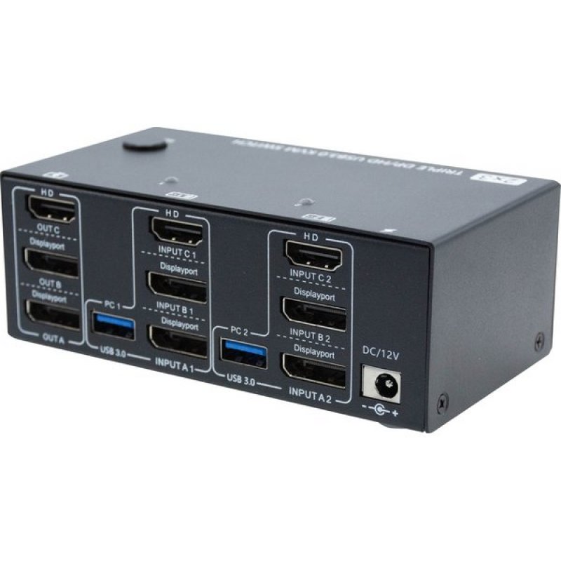 HDMI 2DP/ USB 3.0 Triple DISPLAY KVM SWITCH 2 HOST