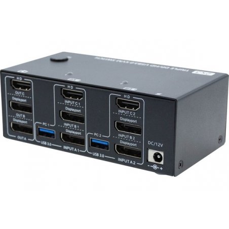 HDMI 2DP/ USB 3.0 Triple DISPLAY KVM SWITCH 2 HOST