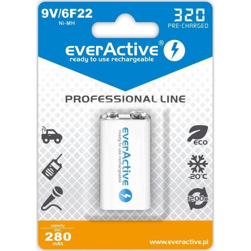 Everactive EVHRL22-320 pile domestique Batterie rechargeable 9V Hybrides nickel-métal (NiMH)