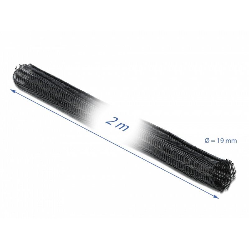 Delock Geflechtschlauch selbstschließend 2 m x 19 mm schwarz