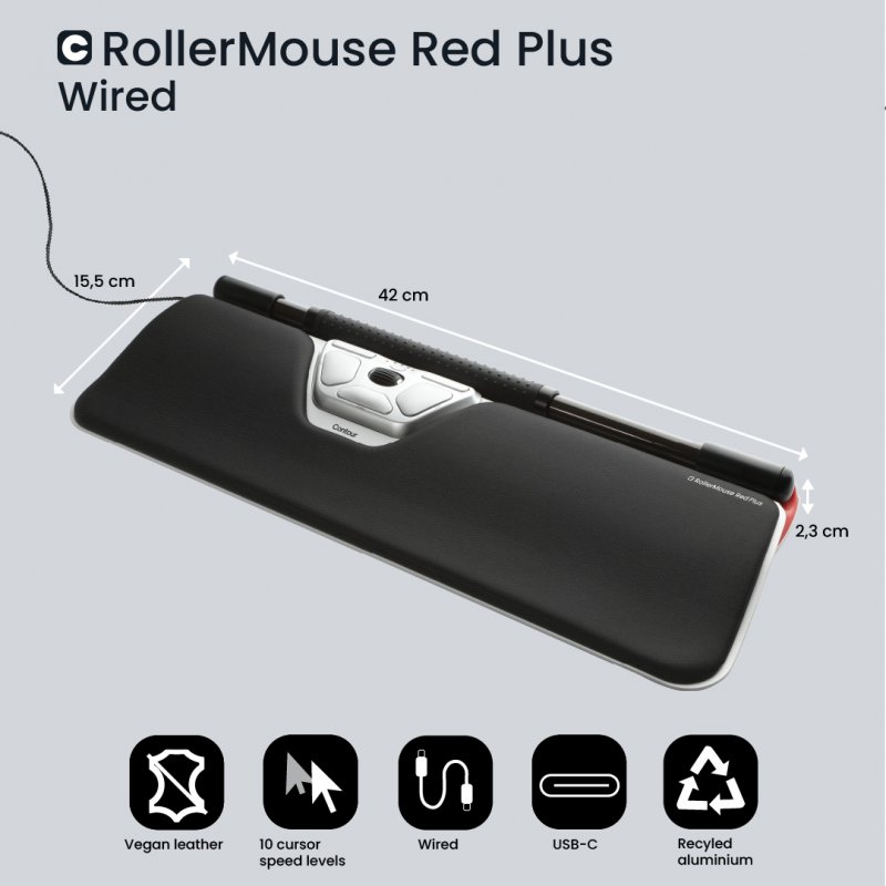 Contour Design Souris RollerMouse Red Plus, filaire - souris ergonomique - filaire - USB-C