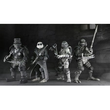 Universal Monsters x Teenage Mutant Ninja Turtles pack 4 figurines Turtles Black & White 18 cm
