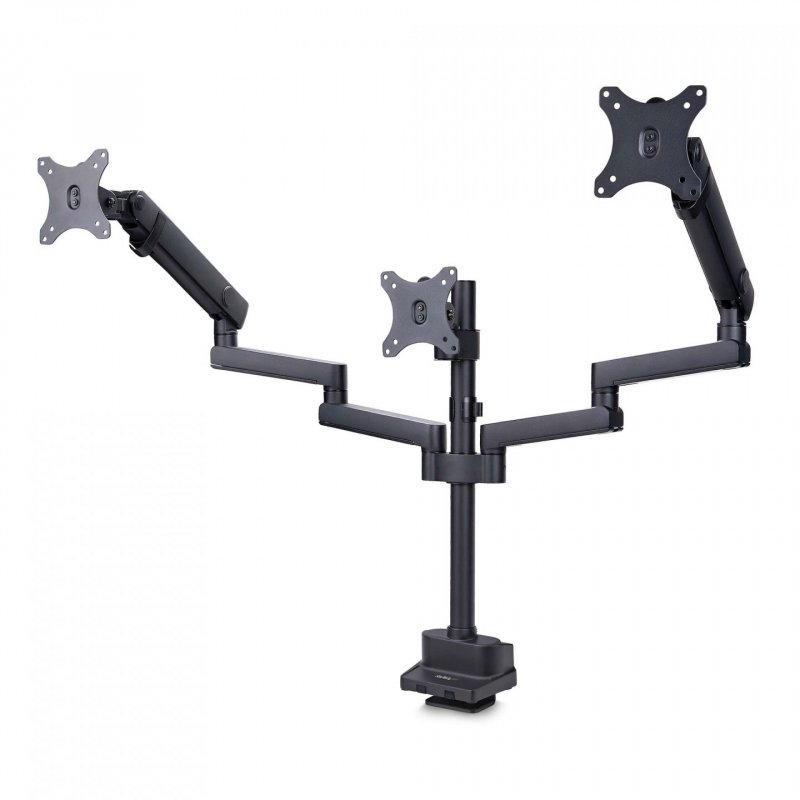 StarTech.com Triple Monitor Desk Mount For Up To Three 27in Screens, VESA 75x75/100x100, Tool-Less Arm Adjustments,