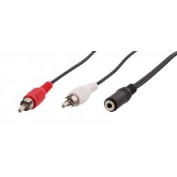 Cable audio T'nB Jack 3,5mm vers 2x RCA 2m F/M (Noir)