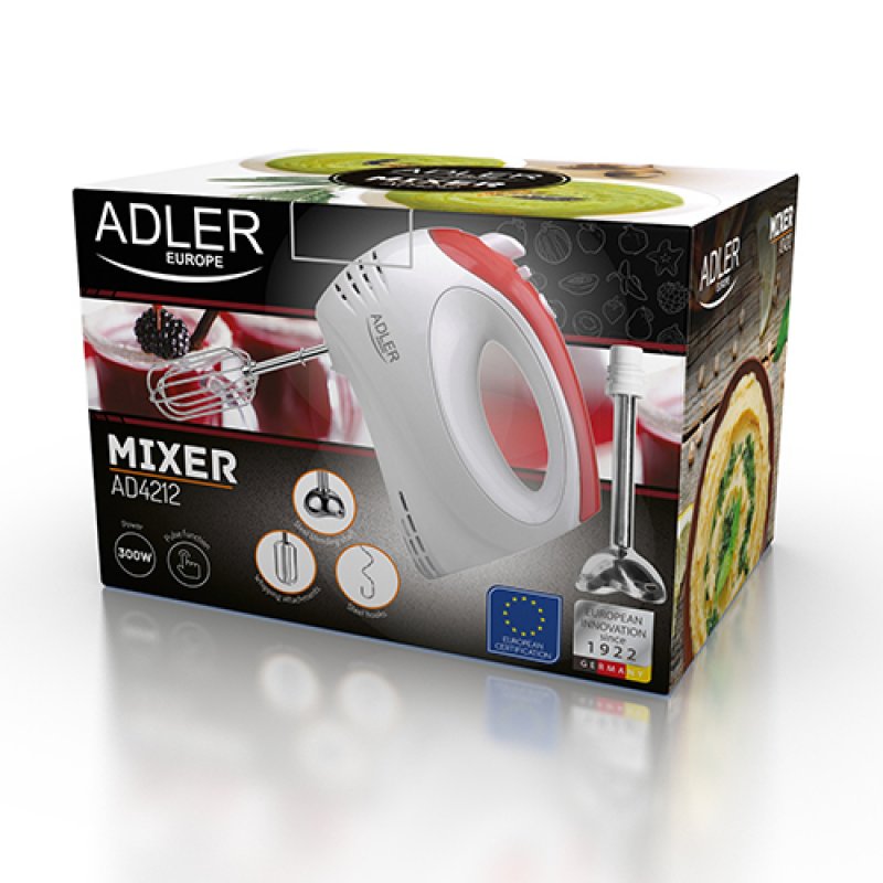 Adler AD 4212 mixeur Batteur à main Rouge, Blanc