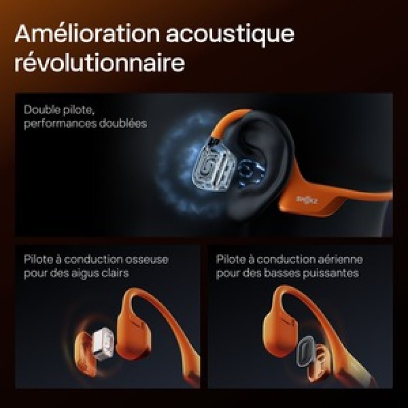 CASQUE BT CONDUCTION OSSEUSE & AERIENNE OPENRUN PRO2 MINI ORANGE