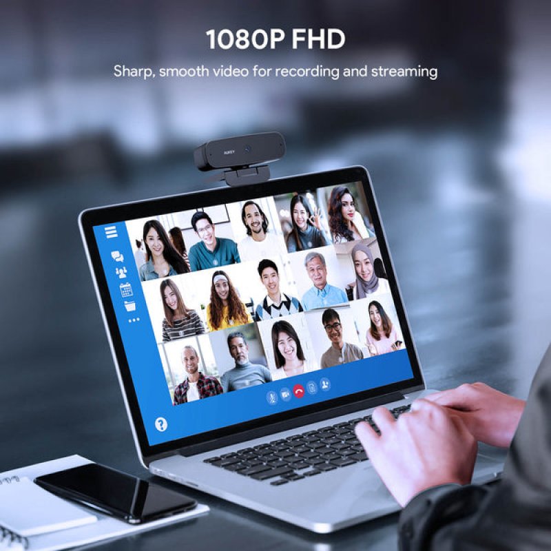 Aukey PC-W3S Stream Series Full HD Webcam with 1/2,9"-CMOS Sensor black