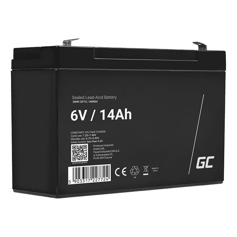 Green Cell Ersatzbatterie AGM34 6V/14Ah