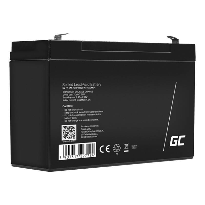 Green Cell Ersatzbatterie AGM34 6V/14Ah
