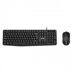 Canyon Tastatur und Maus SET-1, Kabelgebunden Spritzwassergeschützt, USB-A-Anschluss, Mausauflösung - 1600 DPI
