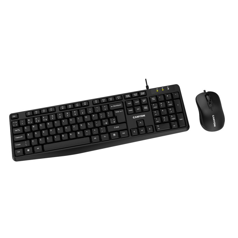 Canyon Tastatur und Maus SET-1, Kabelgebunden Spritzwassergeschützt, USB-A-Anschluss, Mausauflösung - 1600 DPI