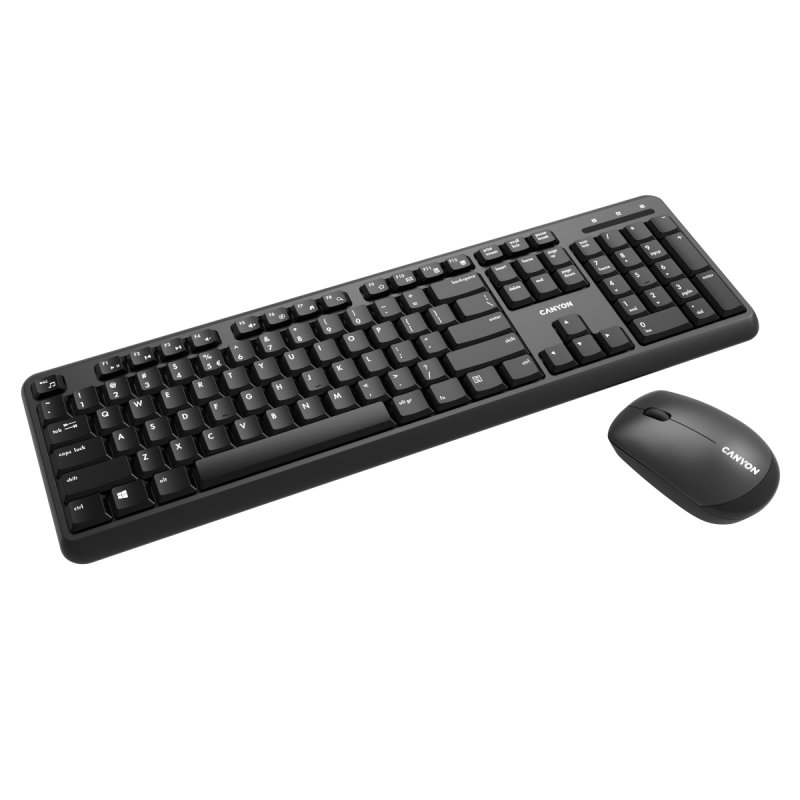 Canyon Tastatur und Maus SET-W20, Kabellos 2,4 GHz, DE-Layout Spritzwassergeschützt, Mausauflösung - 1200 DPI