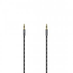 Hama 3.5mm Jack Stereo Cable, Male to Male, Gold-Plated, Fabric Jacket, 1.5 Metre