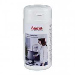 Hama Moist Screen Cleaning Cloths, Fleece, x100 in Dispenser Tub