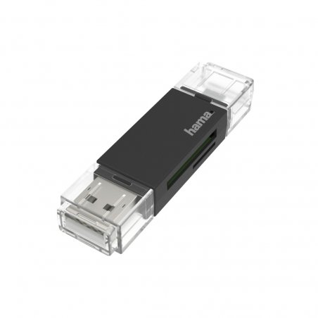 Hama External USB 2.0 OTG Card Reader, USB-A Micro USB, SD/microSD, Black, USB Powered