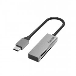 Hama External USB 3.0 Type-C Card Reader, SD/microSD, Aluminium, USB Powered