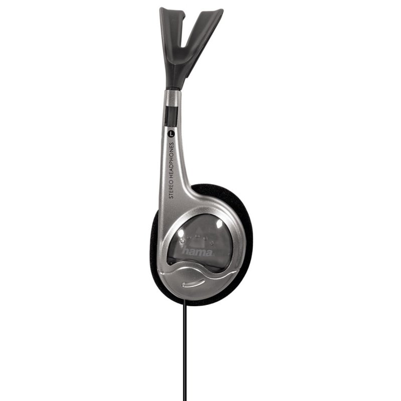Hama HED4407 On-ear Stereo Headphones, 3.5 mm Jack, 30mm Drivers, 1.5m Cable, Silver/Black