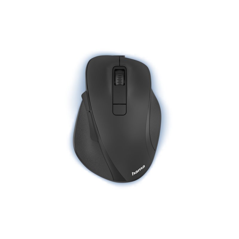 Hama MW-500 Rechargeable Optical Wireless Mouse, 1600 DPI, Ergonomic, Thumb Rest, Up to 75 Days Battery, Black