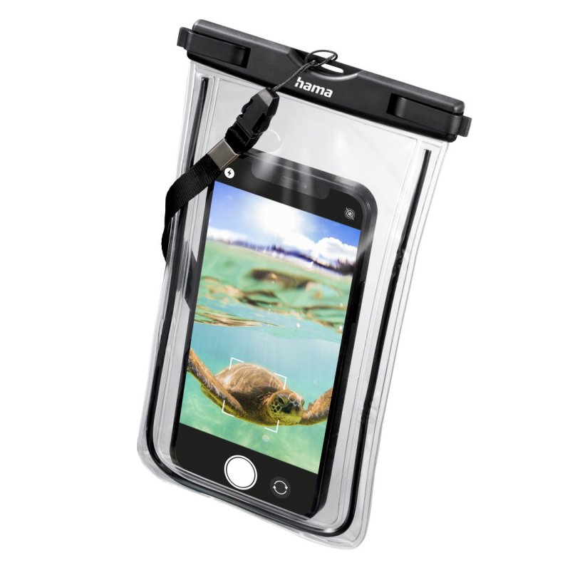 Hama Finest Sports Waterproof Mobile Phone Case for Smartphones, Fluorescent Frame, Hand Strap