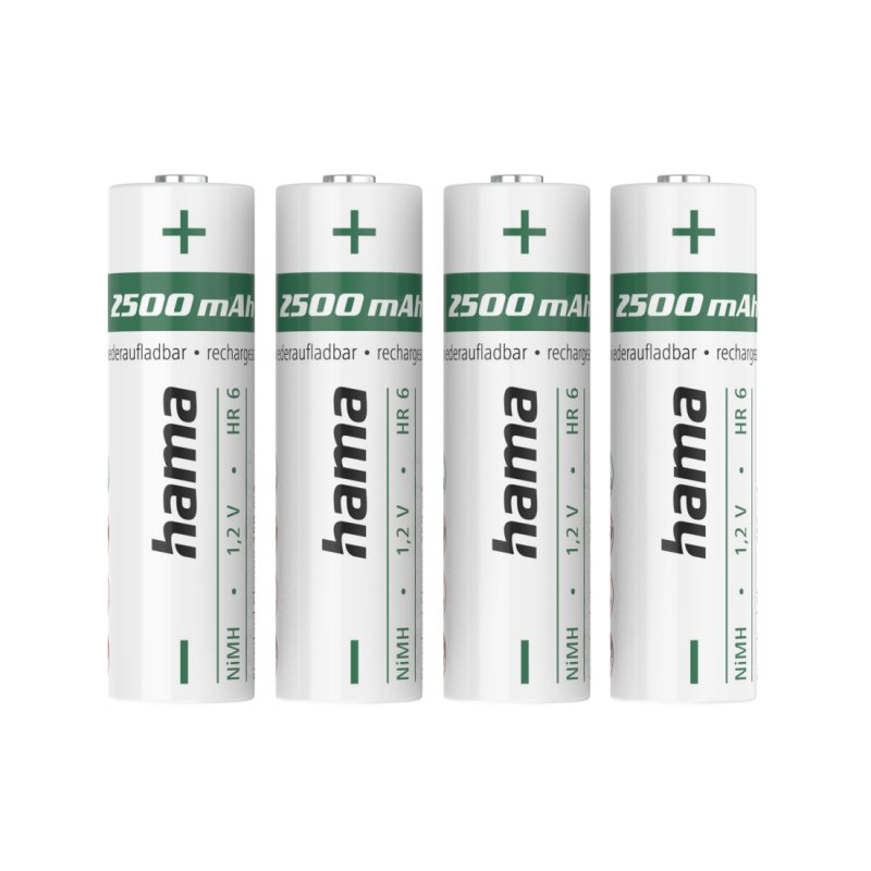 Hama NiMH AA Mignon Rechargeable Batteries (4-Pack), 2500mAh, 1.2V