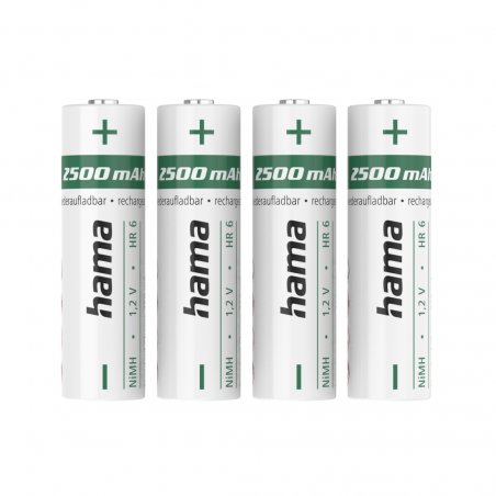 Hama NiMH AA Mignon Rechargeable Batteries (4-Pack), 2500mAh, 1.2V