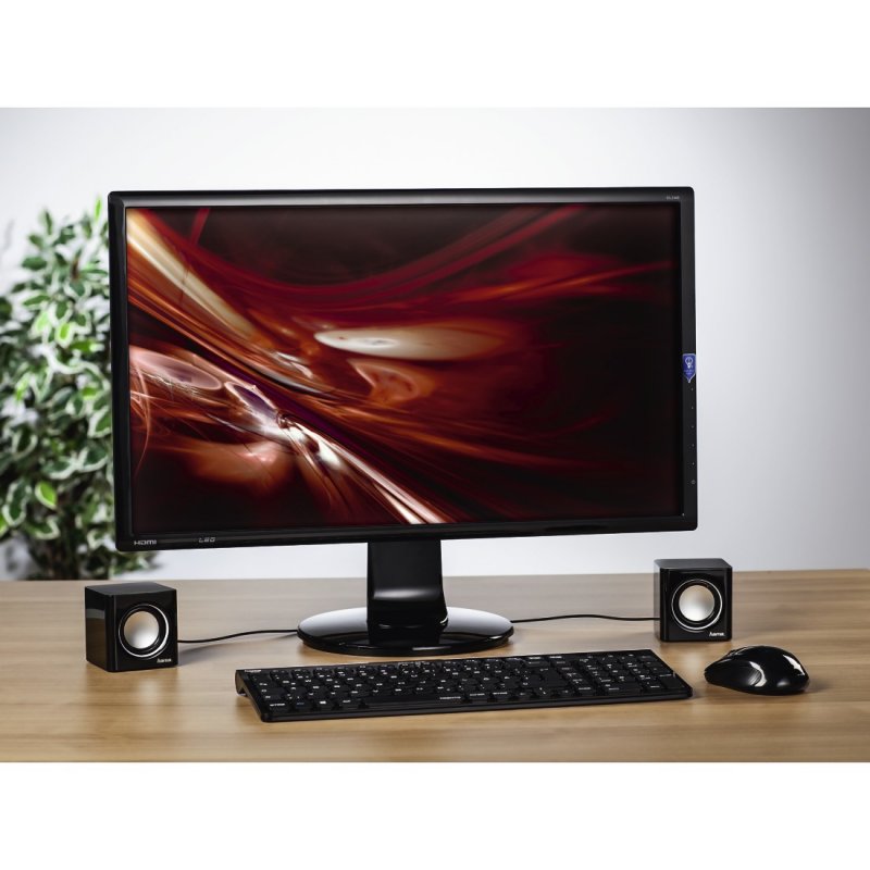 Hama Sonic Mobil 185 2.0 Notebook Speakers, 3.5 mm Jack, USB-A for Power, Inline Volume Controls