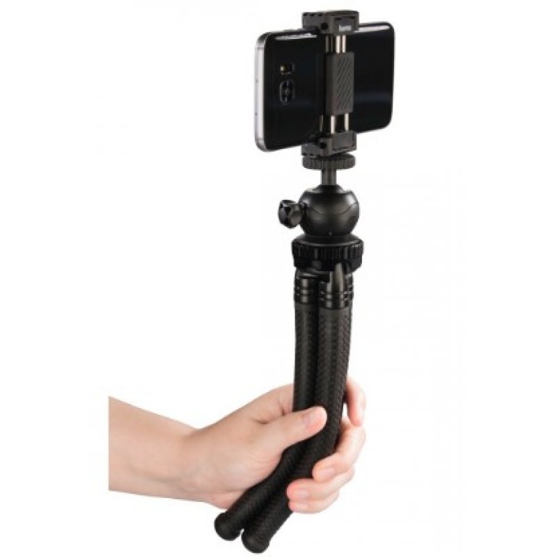 Hama FlexPro 3-in-1 Camera/Phone/GoPro Compact Tripod, Ball Head, 360° Bendable Legs, 27cm Max Height