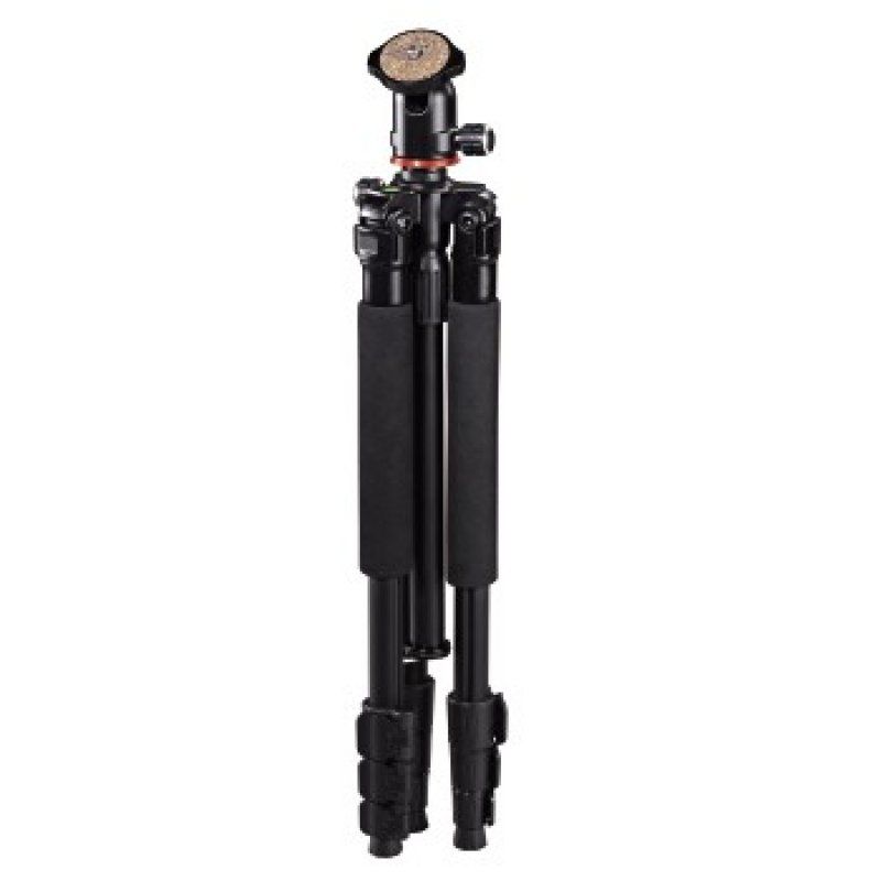Hama Traveller 117 Ball Compact Camera Tripod, 3-Way Ball Head, 117cm Max Height, 6.4mm Thread, Bag