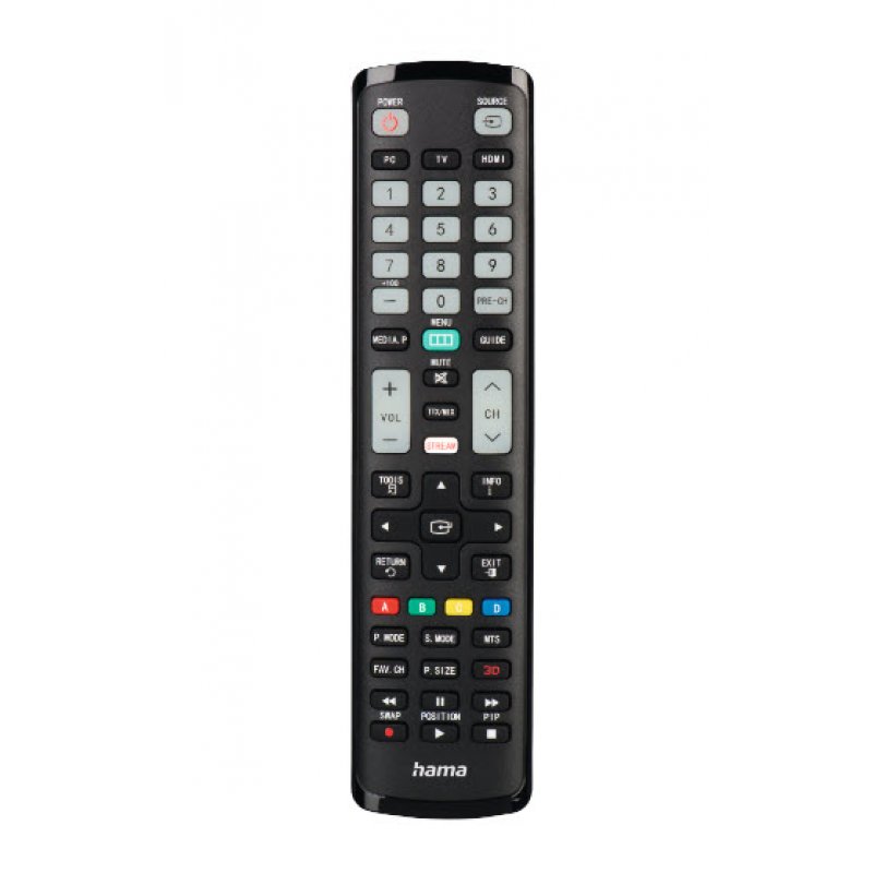 Hama Universal IR Remote Control for Samsung TVs, Teachable, Smart Buttons, Illuminating Buttons, 10m Range