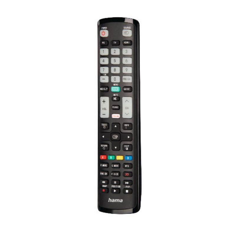 Hama Universal IR Remote Control for Samsung TVs, Teachable, Smart Buttons, Illuminating Buttons, 10m Range