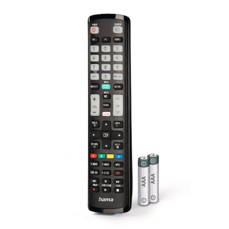 Hama Universal IR Remote Control for Samsung TVs, Teachable, Smart Buttons, Illuminating Buttons, 10m Range