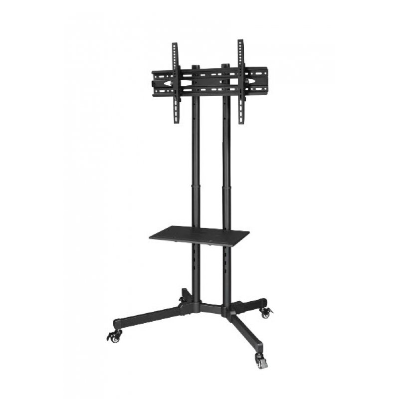 Hama Trolley Mobile TV Stand, Up to 75" TVs, 40kg Max, 4 Castors w/ Breaks, Height-Adjustable, Cable Manager, VESA up
